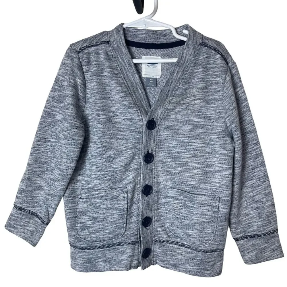Old Navy Spacedye Button Front Long Sleeve Cardigan Blue White Size 4T